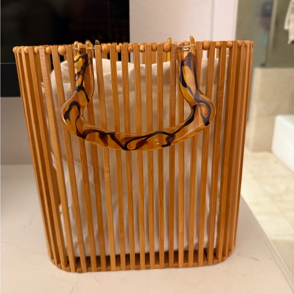 Bamboo Cage Bag with Tortoiseshell Handle